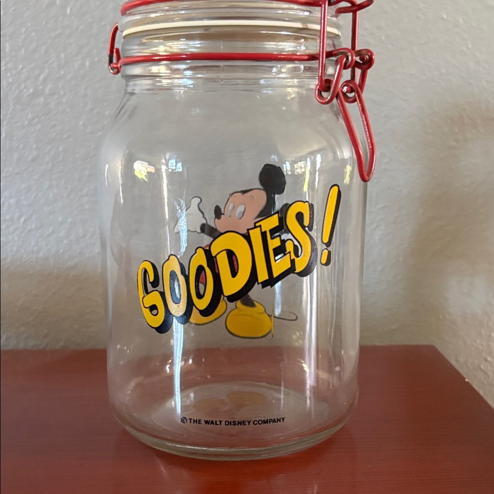 Disney Mickey Mouse Glass Jar with Red and Yellow Accents - Picture 2 of 7